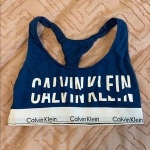 Blue Calvin Klein sports bra